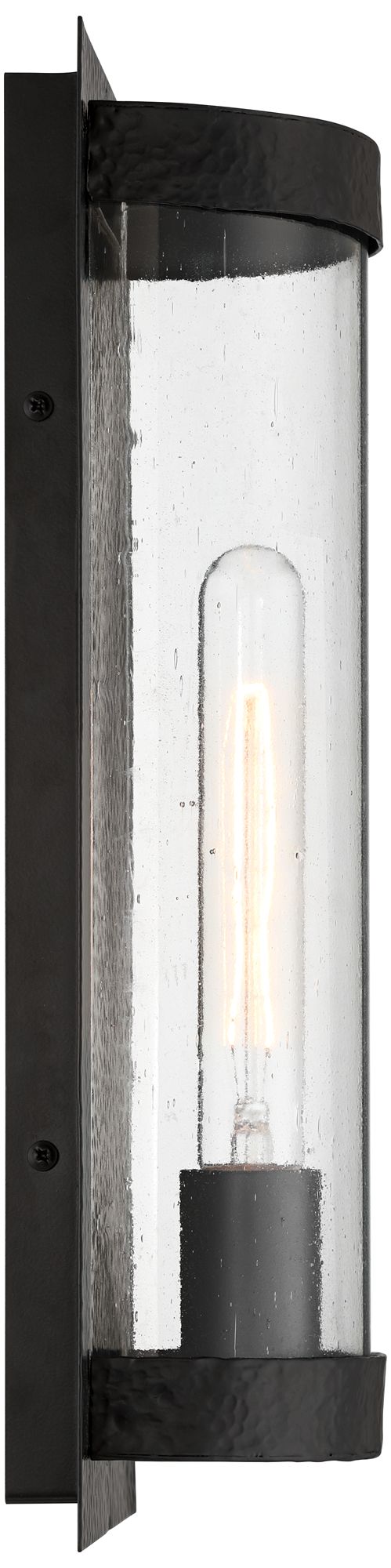 Image 7 Ferrum 16" High Hammered Black and Seedy Glass Outdoor Wall Light more views