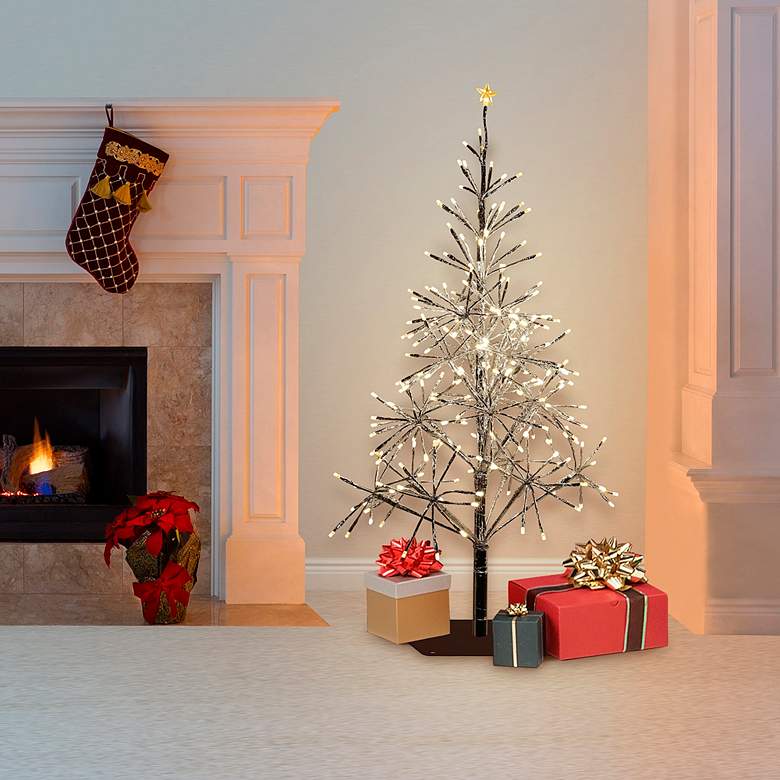 Image 5 Festive Silver 53"/61"H LED Artificial Christmas Tree more views