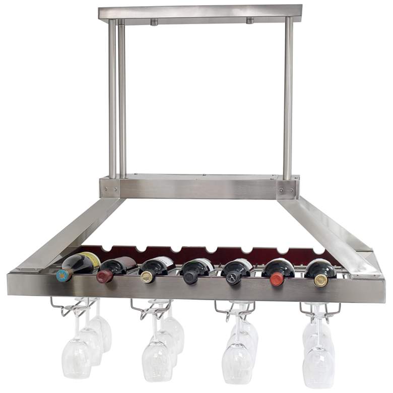 Image 1 Fete 36 1/4 inch Wide Brushed Nickel LED Wine Rack Chandelier