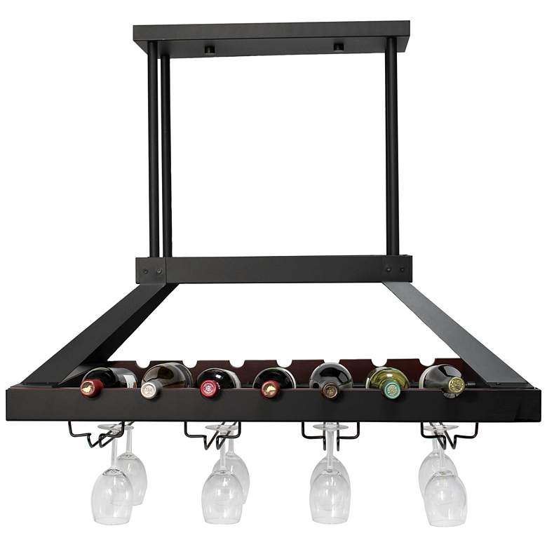 Image 1 Fete 36 1/4 inch Wide Oil-Rubbed Bronze LED Wine Rack Chandelier