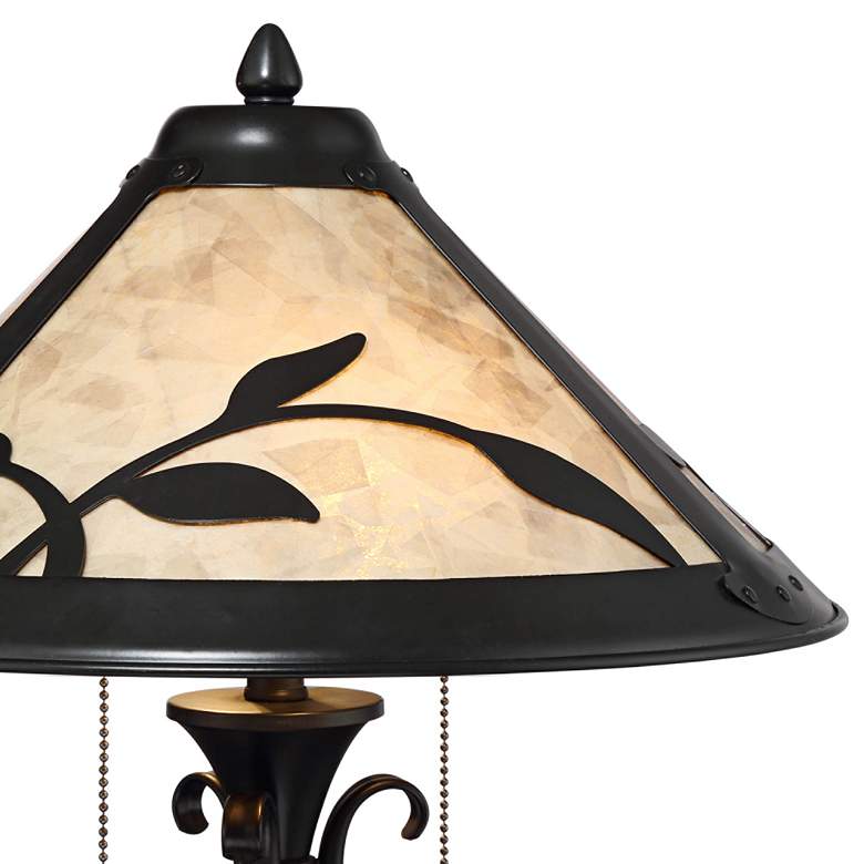 Image 3 Feuille Leaf and Vine Mica Shade Lamp with Table Top Dimmer more views