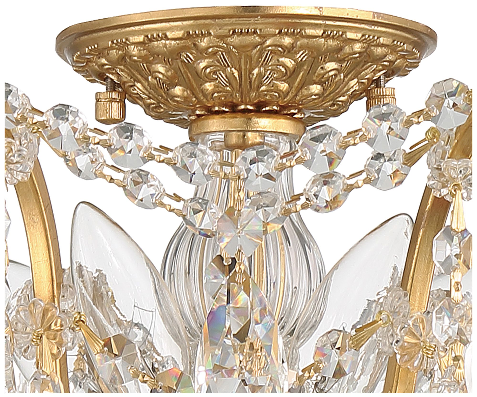 Image 5 FFilmore 5 Light Swarovski Strass Crystal Antique Gold Flush Mount more views