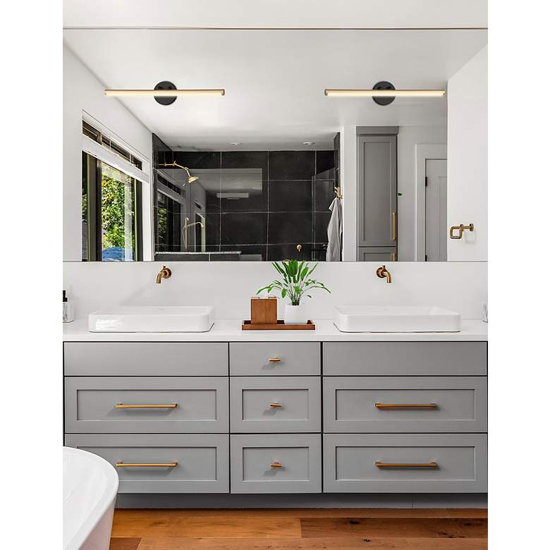 Image 5 Fianco 24 1/2" Wide Brass and Black Linear LED Bath Light more views
