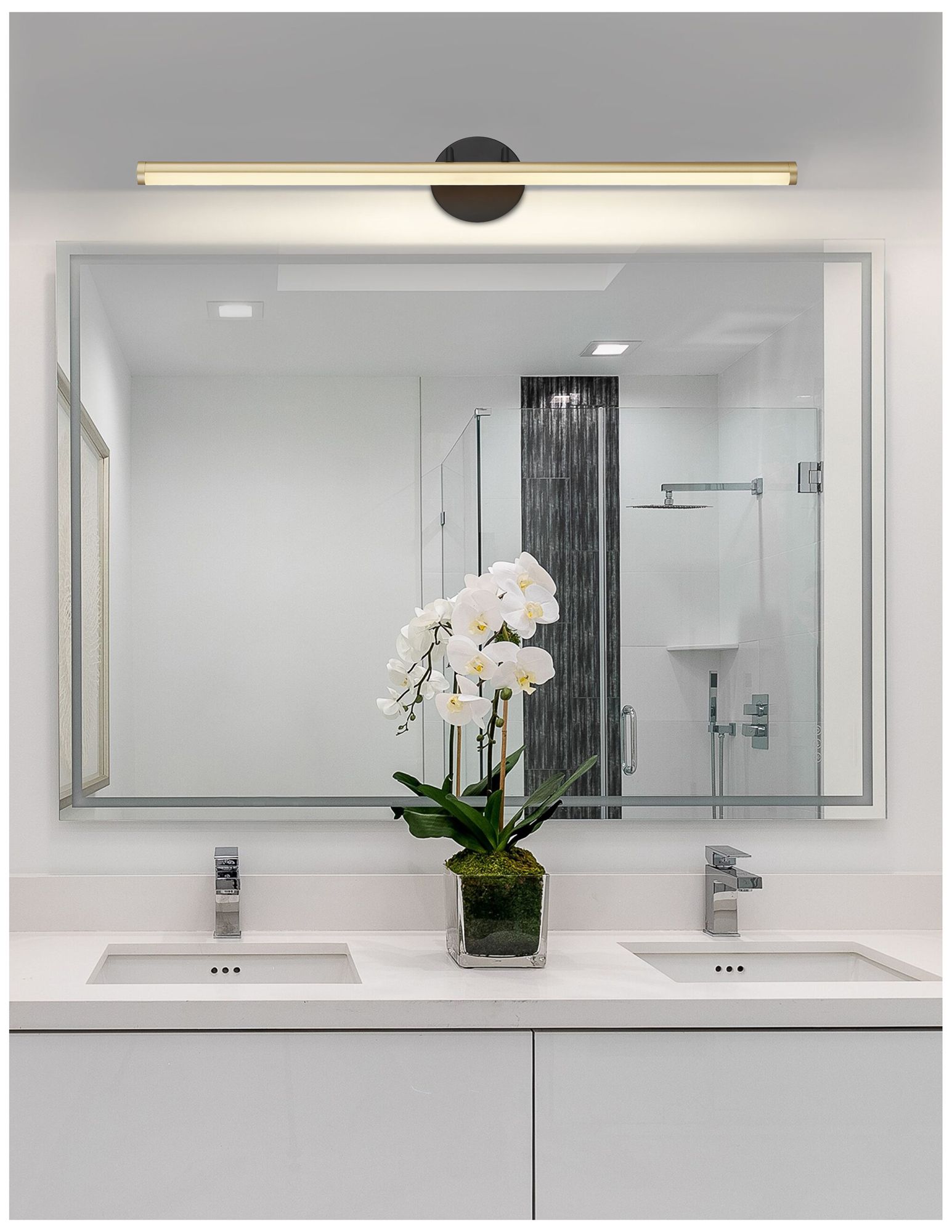 Image 5 Fianco 32" Wide Matte Black, Brass LED Bath/Vanity more views