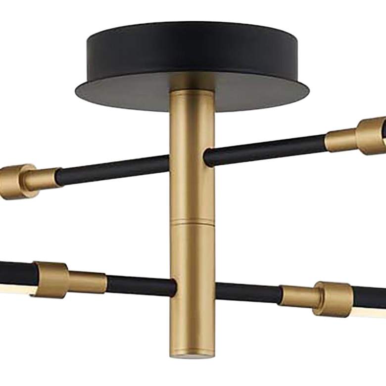Image 2 Fianco 36" Wide 4-Light Matte Black LED Semi-Flush with Brass Accents more views