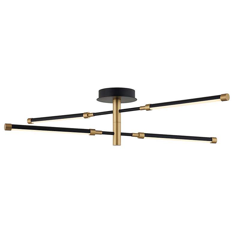 Image 1 Fianco 36"W Matte Black and Brass LED Linear Ceiling light