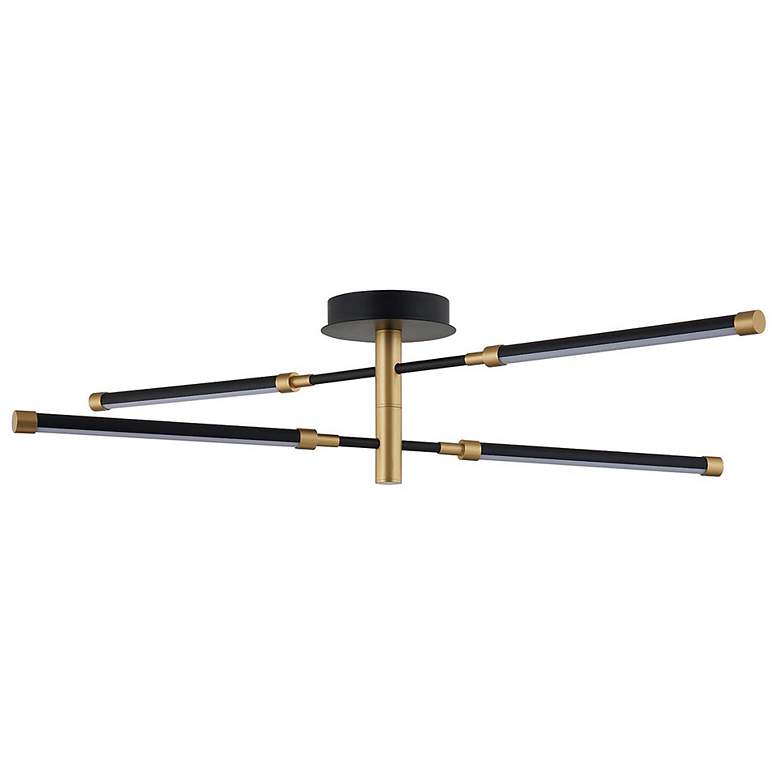 Image 2 Fianco 36"W Matte Black and Brass LED Linear Ceiling light more views