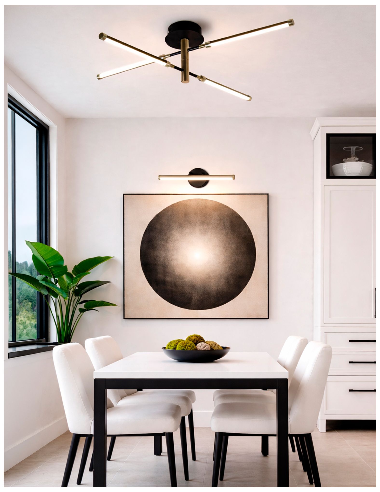 Image 3 Fianco 36"W Matte Black and Brass LED Linear Ceiling light more views