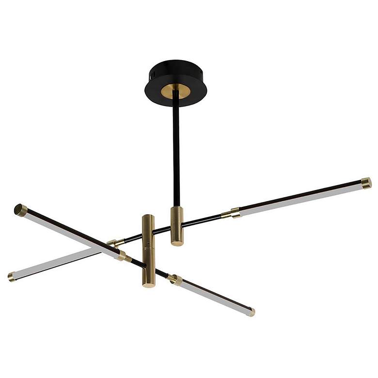 Image 2 Fianco 37" Wide Matte Black 4-Light LED Chandelier with Brass Accents more views