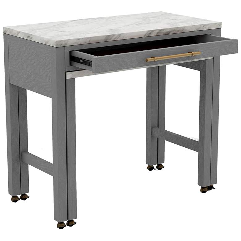 Image 3 Ficus 39" Wide White Light Gray Wood Counter Height Table more views