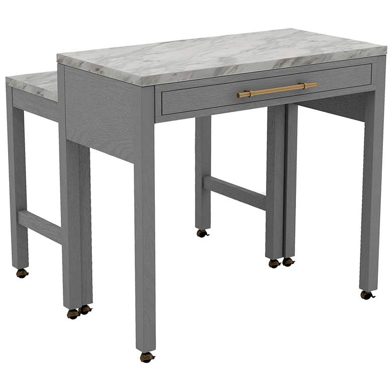 Image 4 Ficus 39" Wide White Light Gray Wood Counter Height Table more views