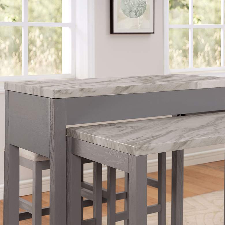 Image 6 Ficus 39" Wide White Light Gray Wood Counter Height Table more views
