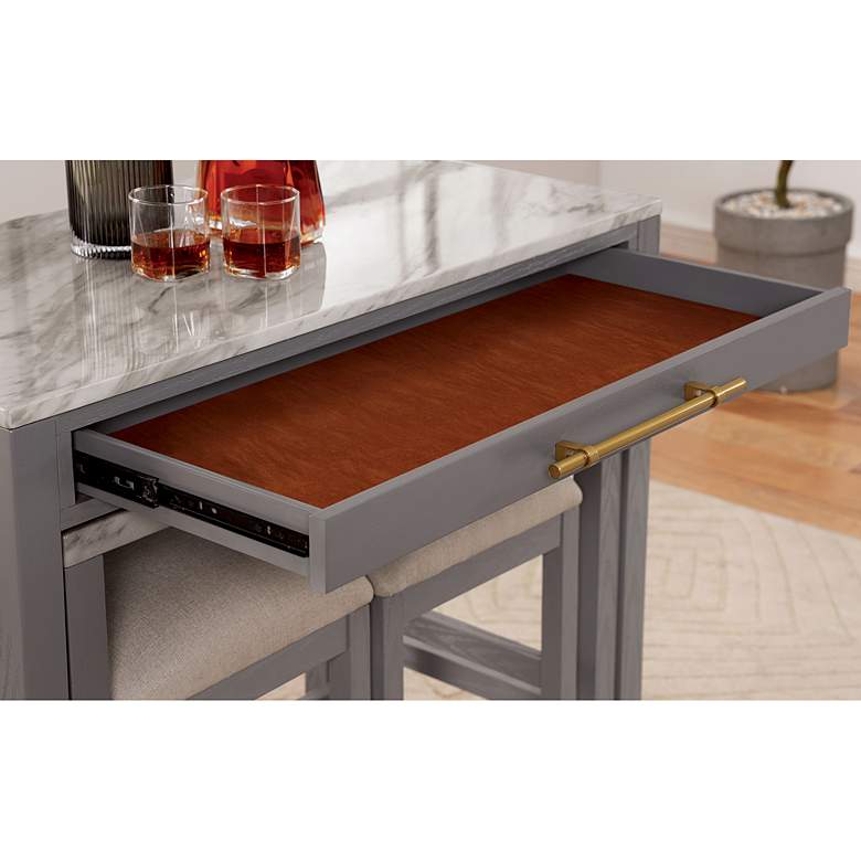 Image 7 Ficus 39" Wide White Light Gray Wood Counter Height Table more views