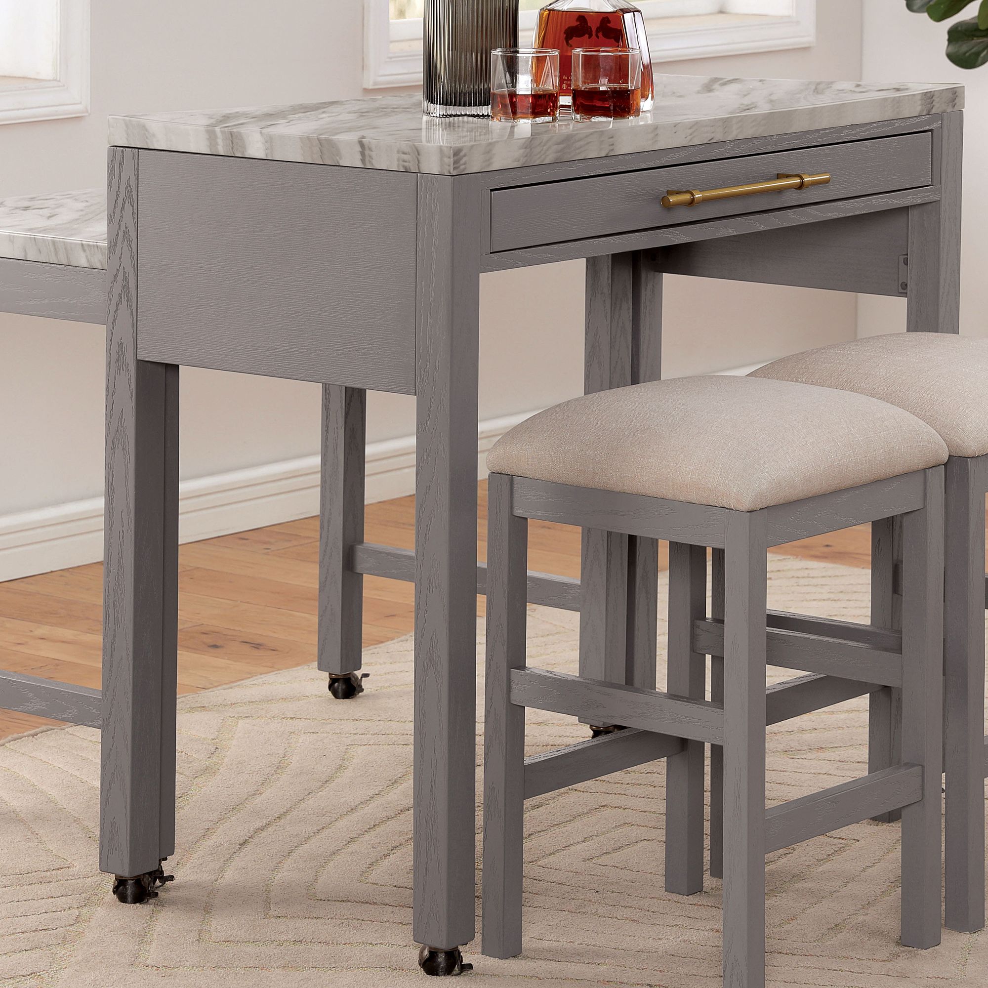 Ficus 39" Wide White Light Gray Wood Counter Height Table