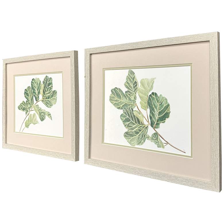 Image 2 Fiddle Fig Leaf 20"W x 17"H Framed Art Set of 2 more views