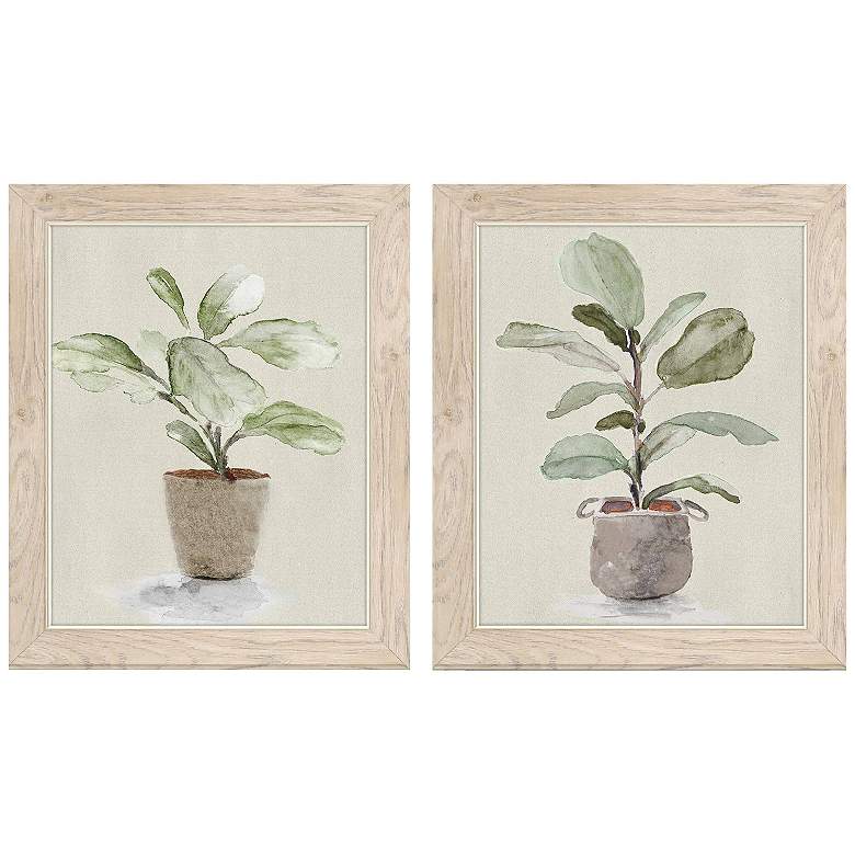 Image 1 Fiddle Fig Tree 14"W x 17"H Framed Art Set of 2
