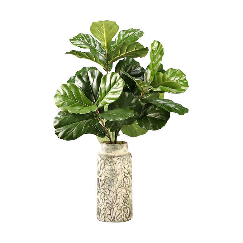 Image 1 Fiddle Leaf Fig Branches 34 inch High Faux Plant in Tall Vase