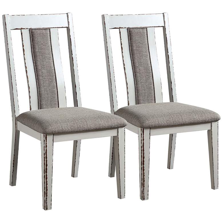 Image 1 Fie Warm Gray Fabric Dining Side Chairs Set of 2