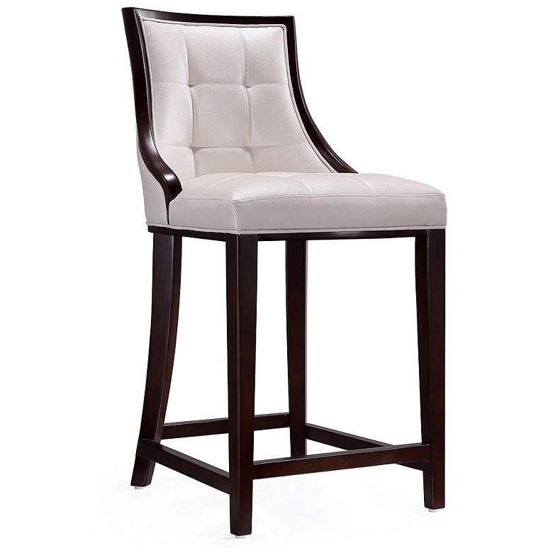 Image 1 Fifth Ave 39.5" White & Walnut Beech Wood Counter Height Bar Stool