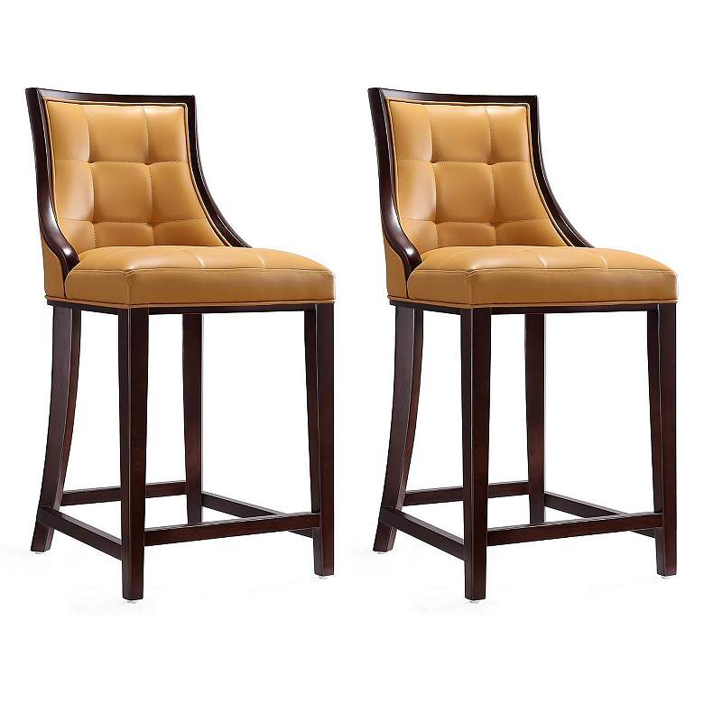 Image 1 Fifth Ave Counter Stool in Camel and Dark Walnut (Set of 2)
