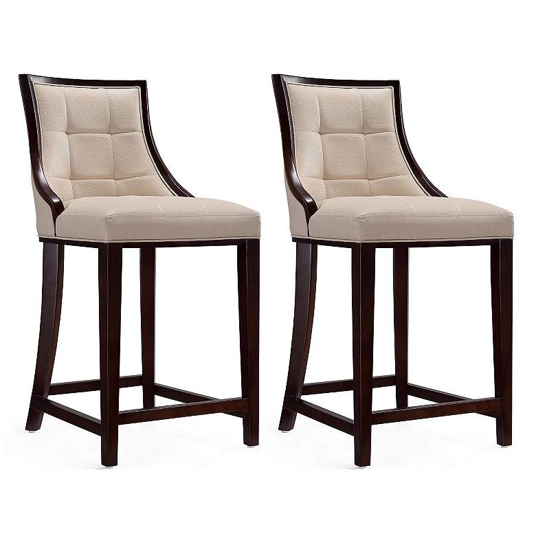 Image 1 Fifth Ave Counter Stool in Cream and Dark Walnut (Set of 2)
