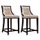 Fifth Ave Counter Stool in Cream and Dark Walnut (Set of 2)
