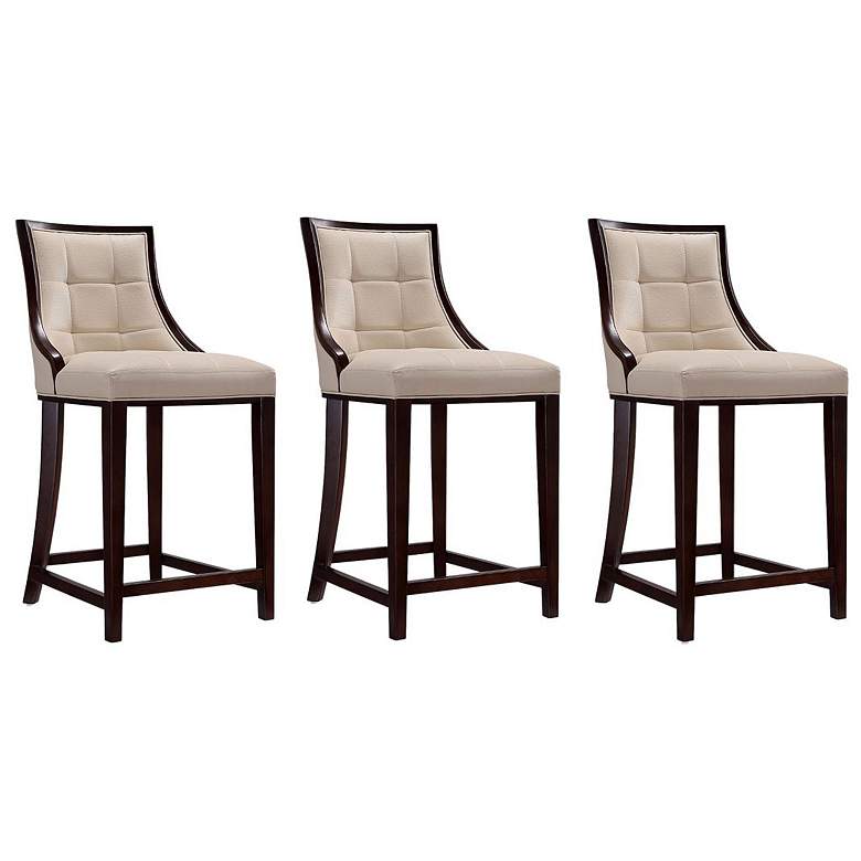 Image 1 Fifth Ave Counter Stool in Cream and Dark Walnut (Set of 3)