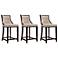 Fifth Ave Counter Stool in Cream and Dark Walnut (Set of 3)
