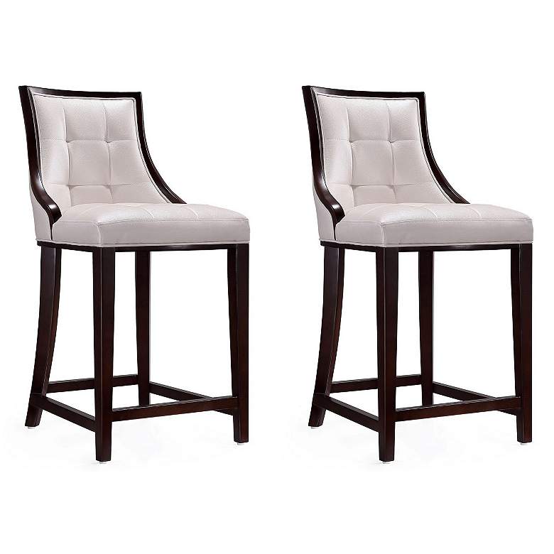 Image 1 Fifth Ave Counter Stool in Pearl White and Walnut (Set of 2)