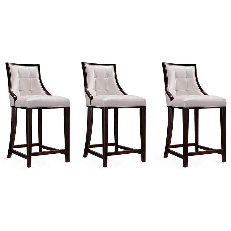 Image 1 Fifth Ave Counter Stool in Pearl White and Walnut (Set of 3)