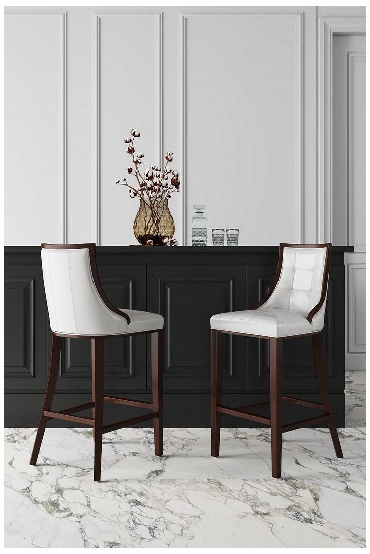 Image 2 Fifth Ave Counter Stool in Pearl White and Walnut (Set of 3) more views