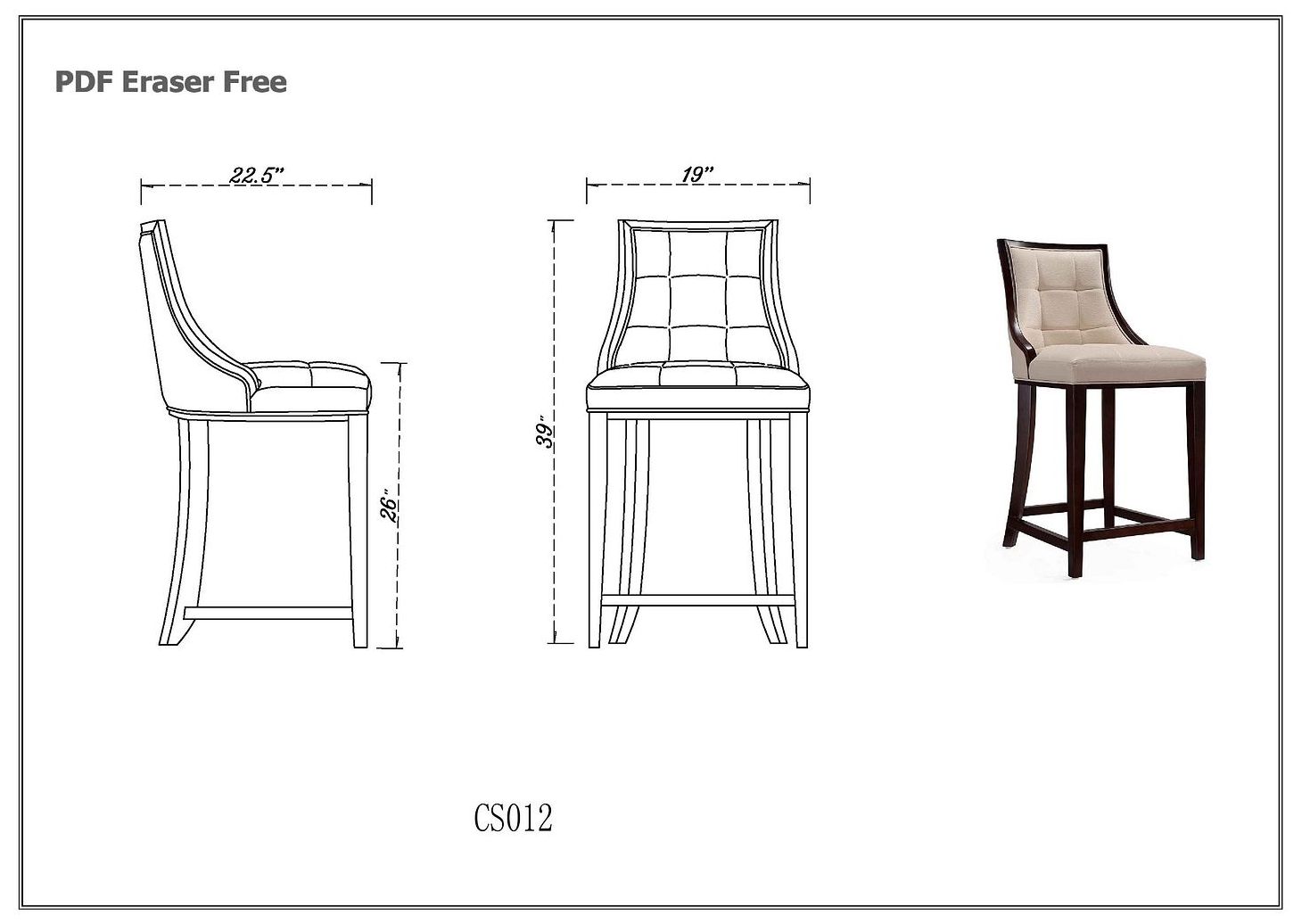 Image 3 Fifth Ave Counter Stool in Pearl White and Walnut (Set of 3) more views