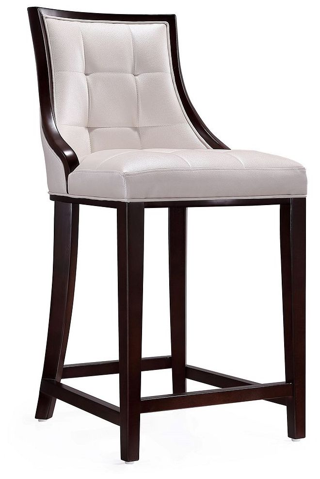 Image 4 Fifth Ave Counter Stool in Pearl White and Walnut (Set of 3) more views