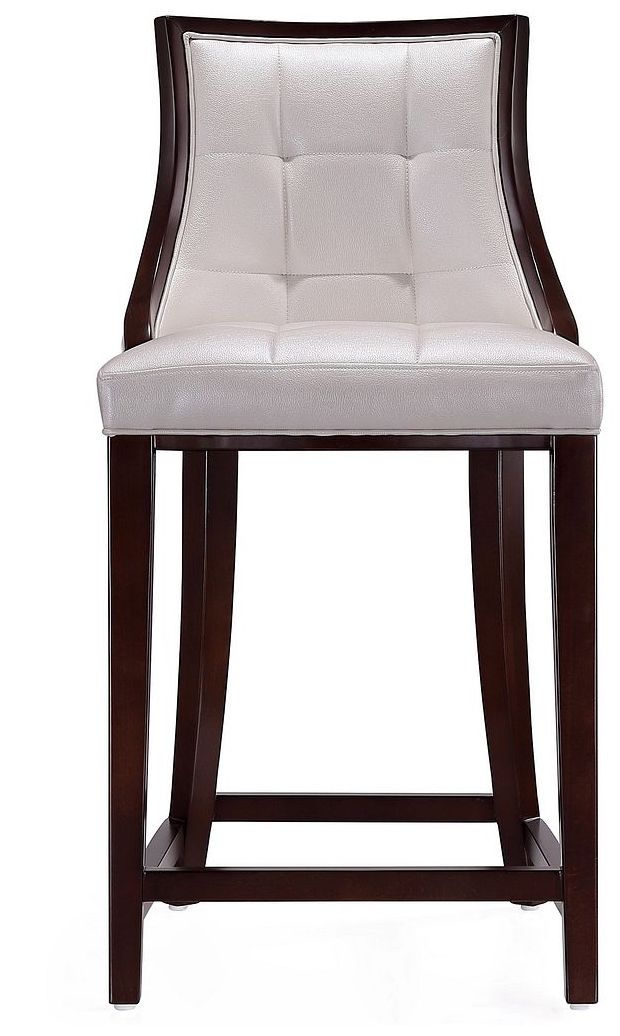 Image 5 Fifth Ave Counter Stool in Pearl White and Walnut (Set of 3) more views