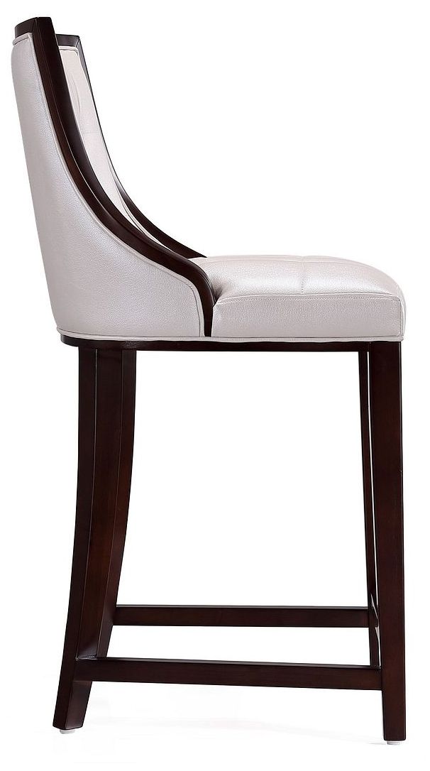 Image 6 Fifth Ave Counter Stool in Pearl White and Walnut (Set of 3) more views