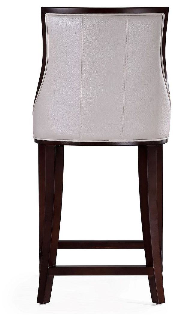 Fifth Ave Counter Stool in Pearl White and Walnut (Set of 3)