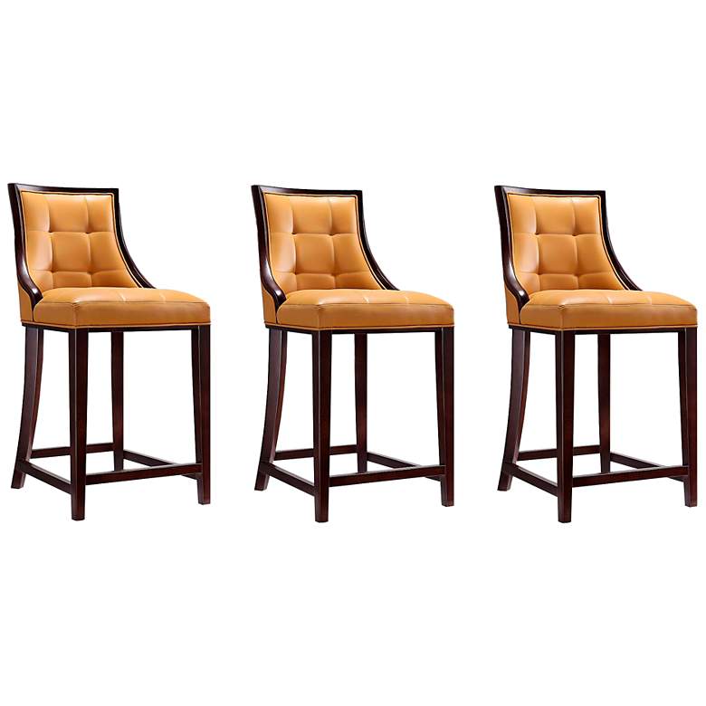 Image 2 Fifth Avenue 26" Camel Faux Leather Counter Stools Set of 3