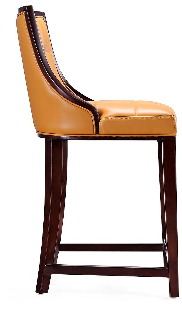 Fifth Avenue 26" Camel Faux Leather Counter Stools Set of 3 in scene