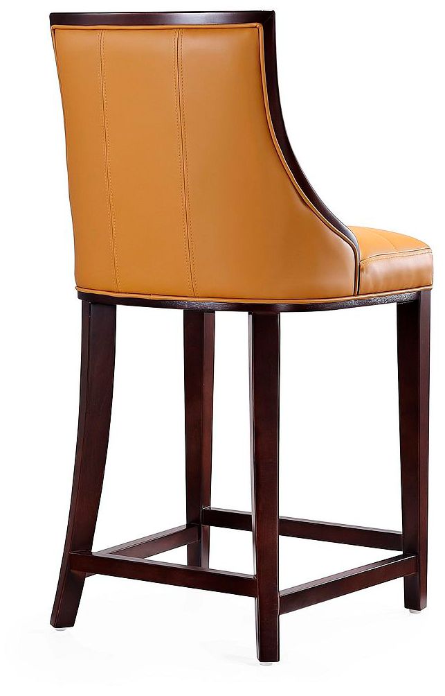 Fifth Avenue 26" Camel Faux Leather Counter Stools Set of 3 in scene