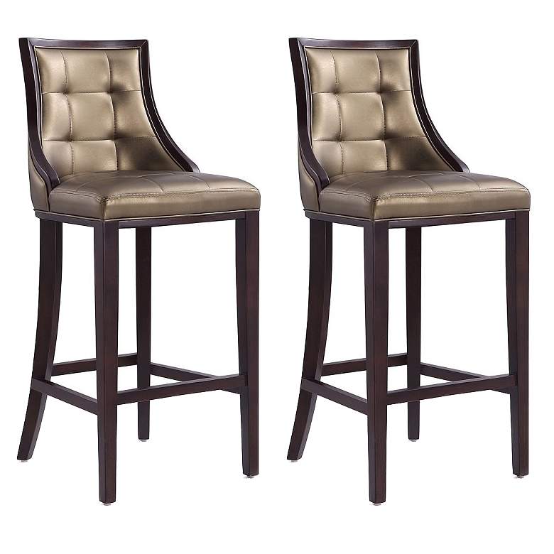 Image 1 Fifth Avenue Bar Stool in Bronze and Walnut (Set of 2)