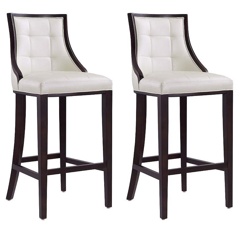 Image 1 Fifth Avenue Bar Stool in Pearl White and Walnut (Set of 2)
