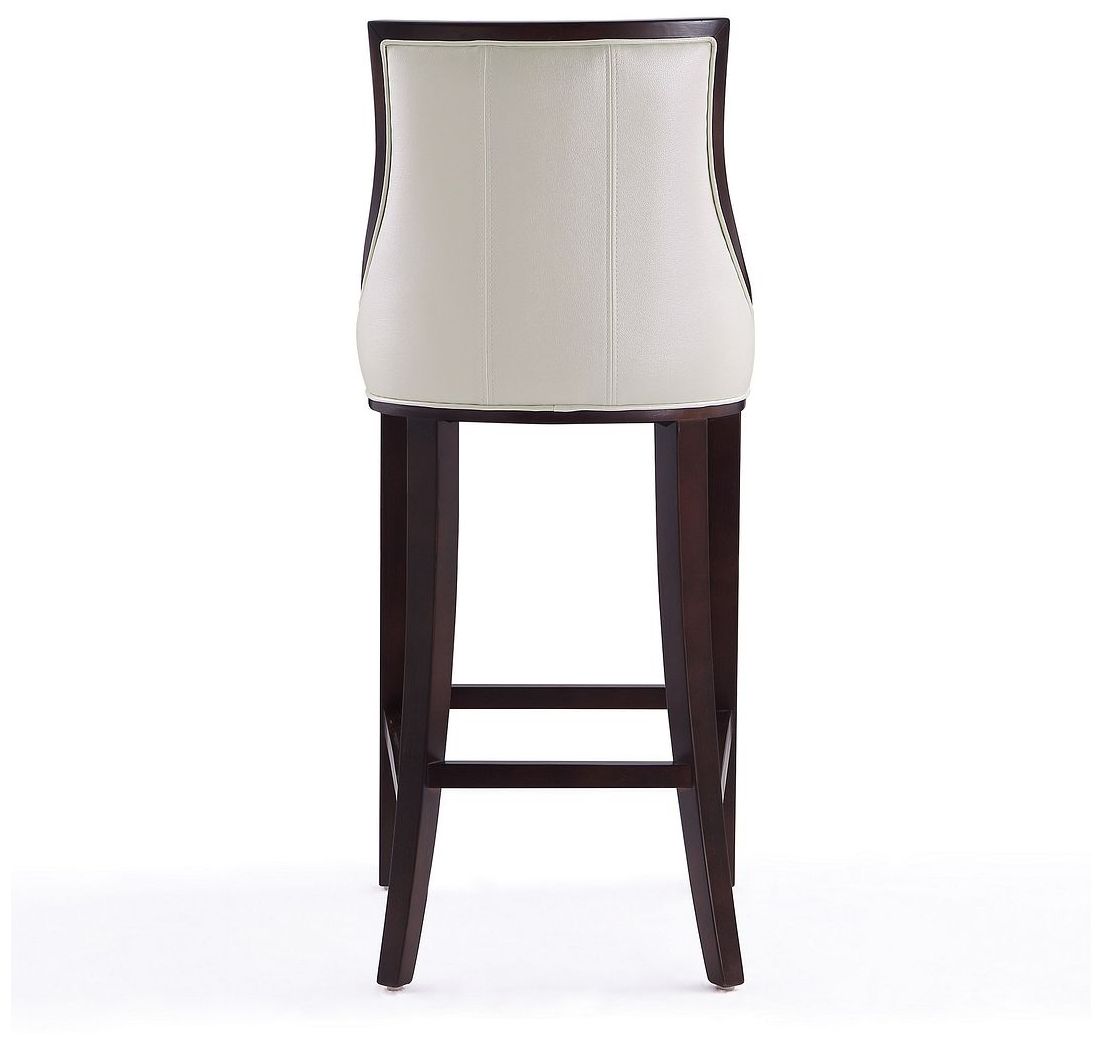 Fifth Avenue Bar Stool in Pearl White and Walnut (Set of 2)