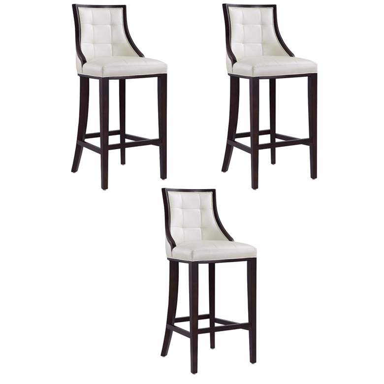 Image 1 Fifth Avenue Bar Stool in Pearl White and Walnut (Set of 3)