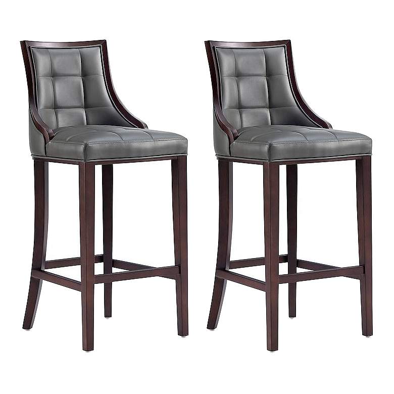 Image 1 Fifth Avenue Faux Leather Barstool in Pebble Grey (Set of 2)