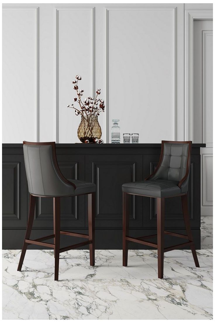 Image 2 Fifth Avenue Faux Leather Barstool in Pebble Grey more views