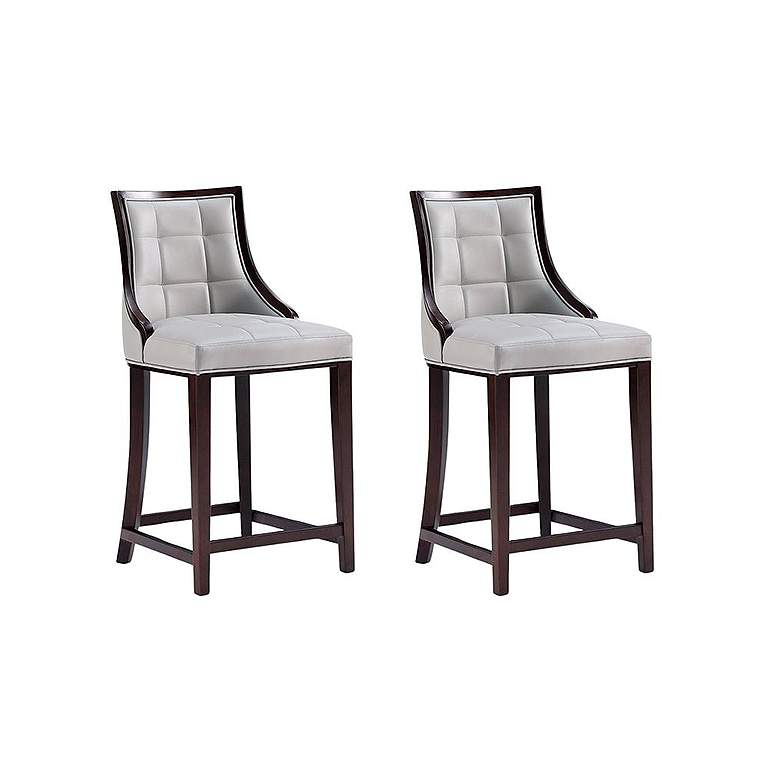 Image 1 Fifth Avenue Faux Leather Counter Stool in Light Grey-Set of 2