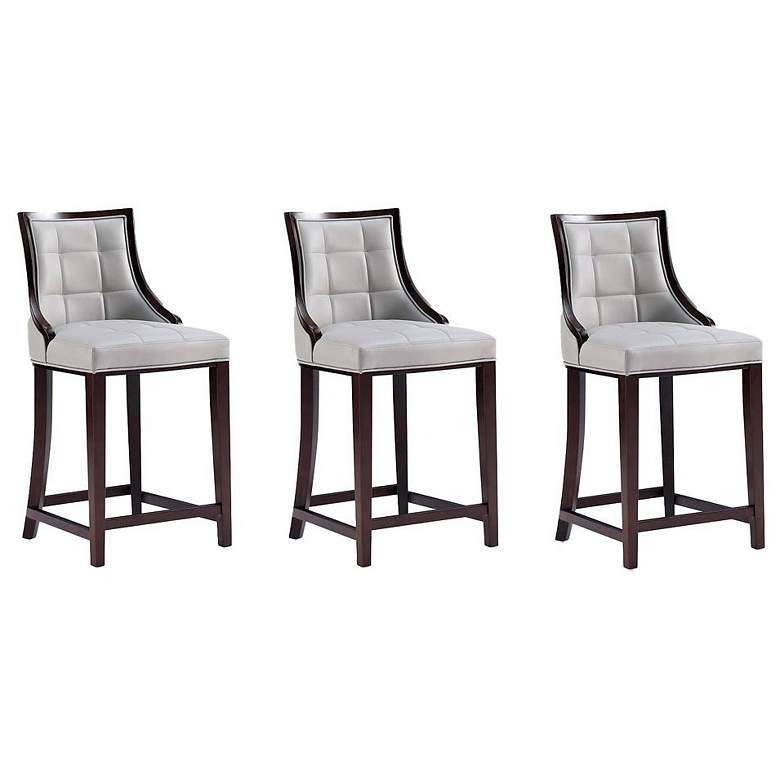 Image 1 Fifth Avenue Faux Leather Counter Stool in Light Grey-Set of 3