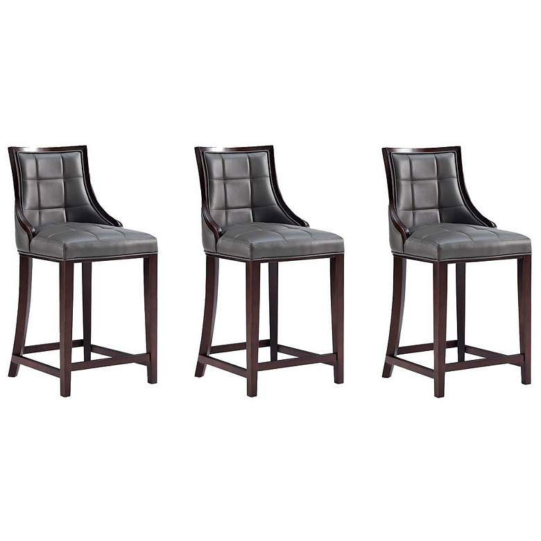 Image 1 Fifth Avenue Faux Leather Counter Stool in Pebble Grey-Set of 3