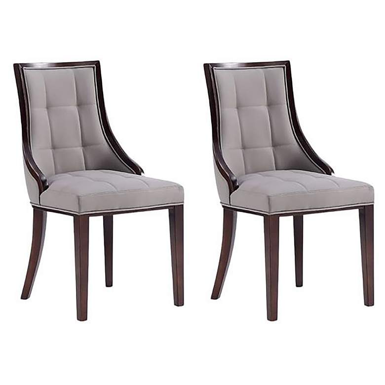 Image 1 Fifth Avenue Faux Leather Dining Chair in Grey and Walnut (Set of 2)
