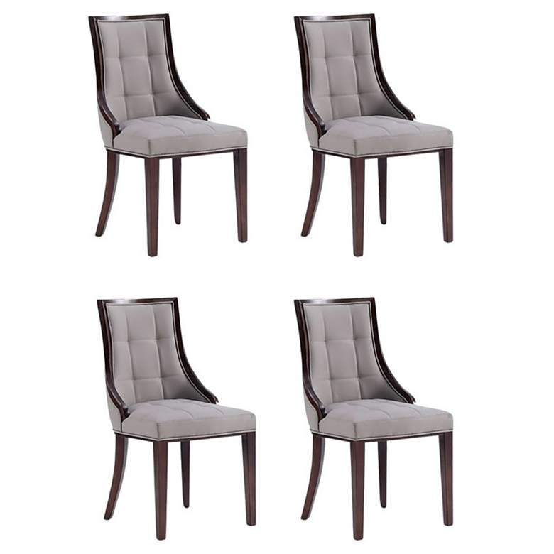 Image 1 Fifth Avenue Faux Leather Dining Chair in Grey and Walnut (Set of 4)